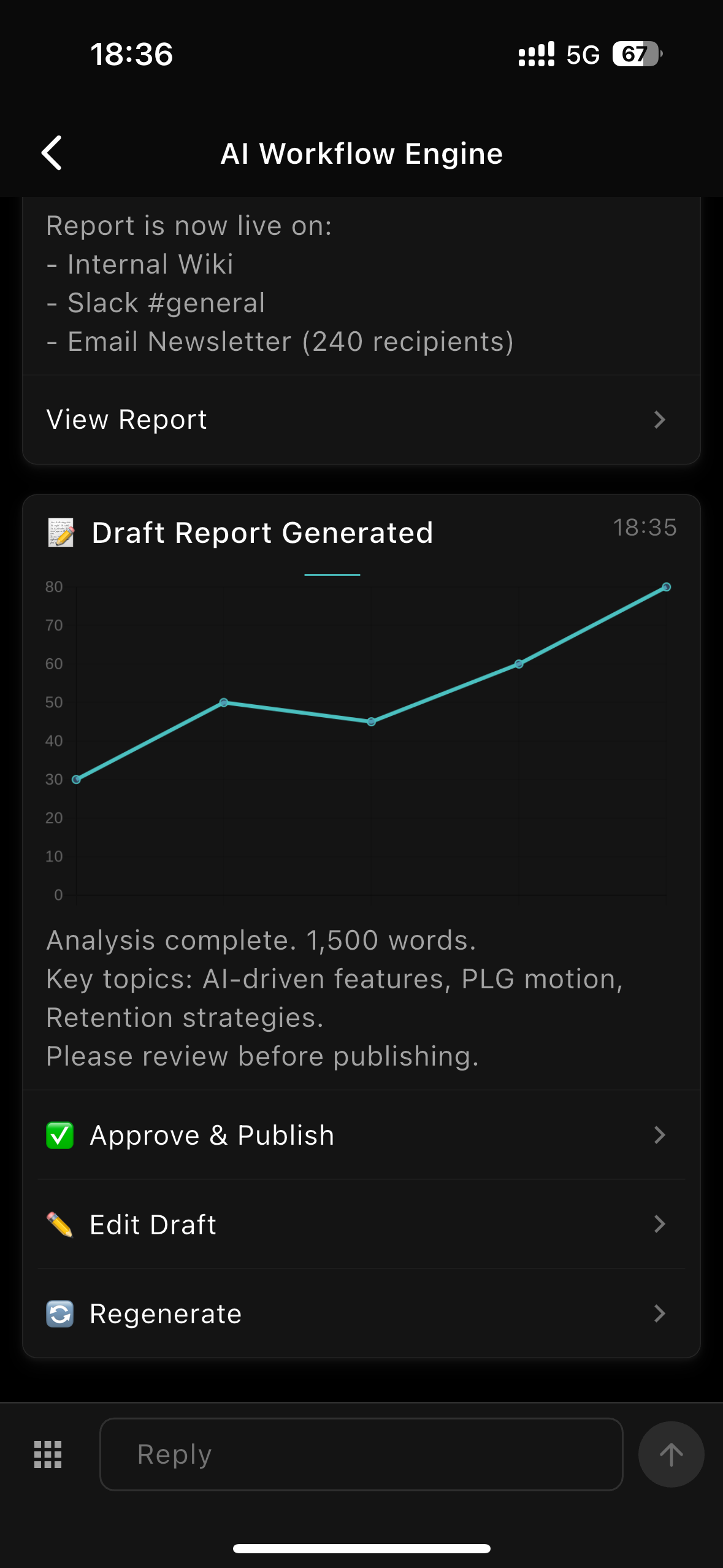 Message reply function screenshot